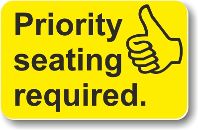 Sample helping hand card for for customers with non-visible disabilities who may require priority seating,