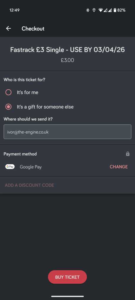 Gift a ticket page